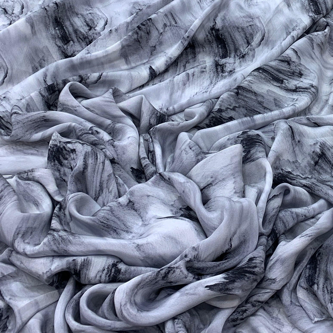 Grey Tie-dye Design Crepe Printed Fabric