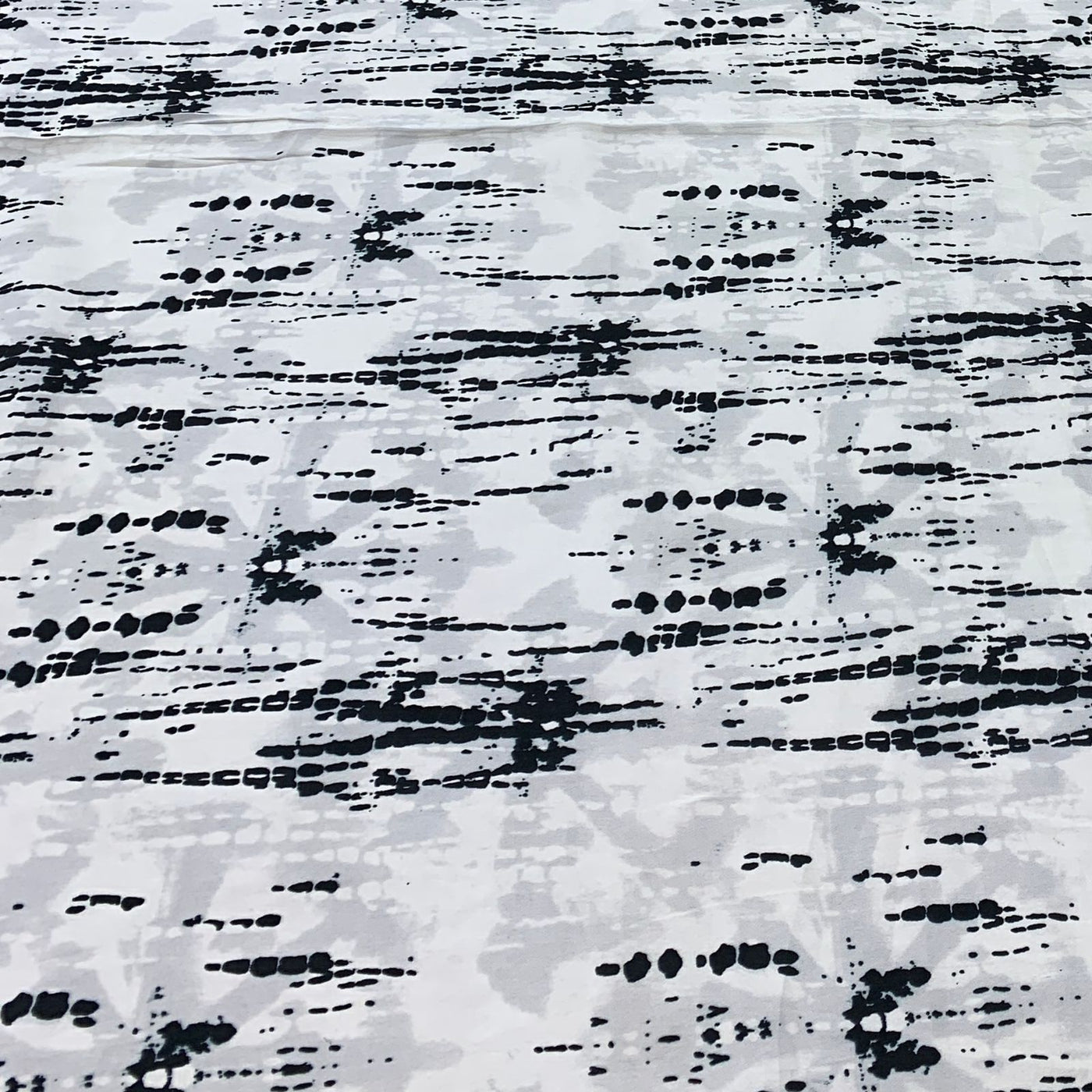 White With Black Design Crepe Printed Fabric