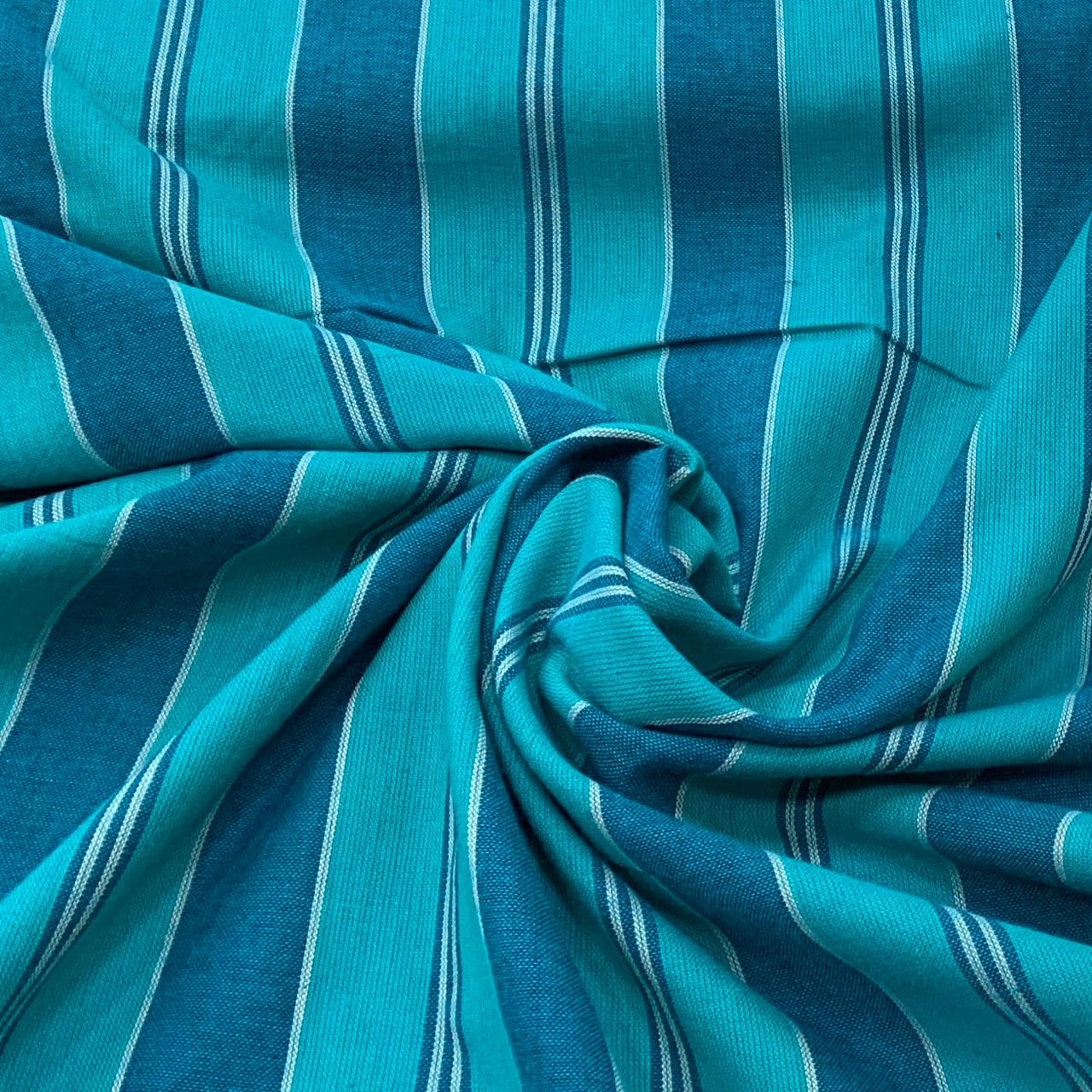 Blue Stripe Design Cotton Printed Fabric