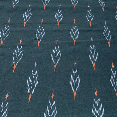 Black Butti Ikkat Cotton Printed Fabric