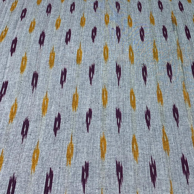 Grey Ikkat Design Cotton Printed Fabric