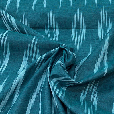 Sea Green Ikkat Design Cotton Printed Fabric
