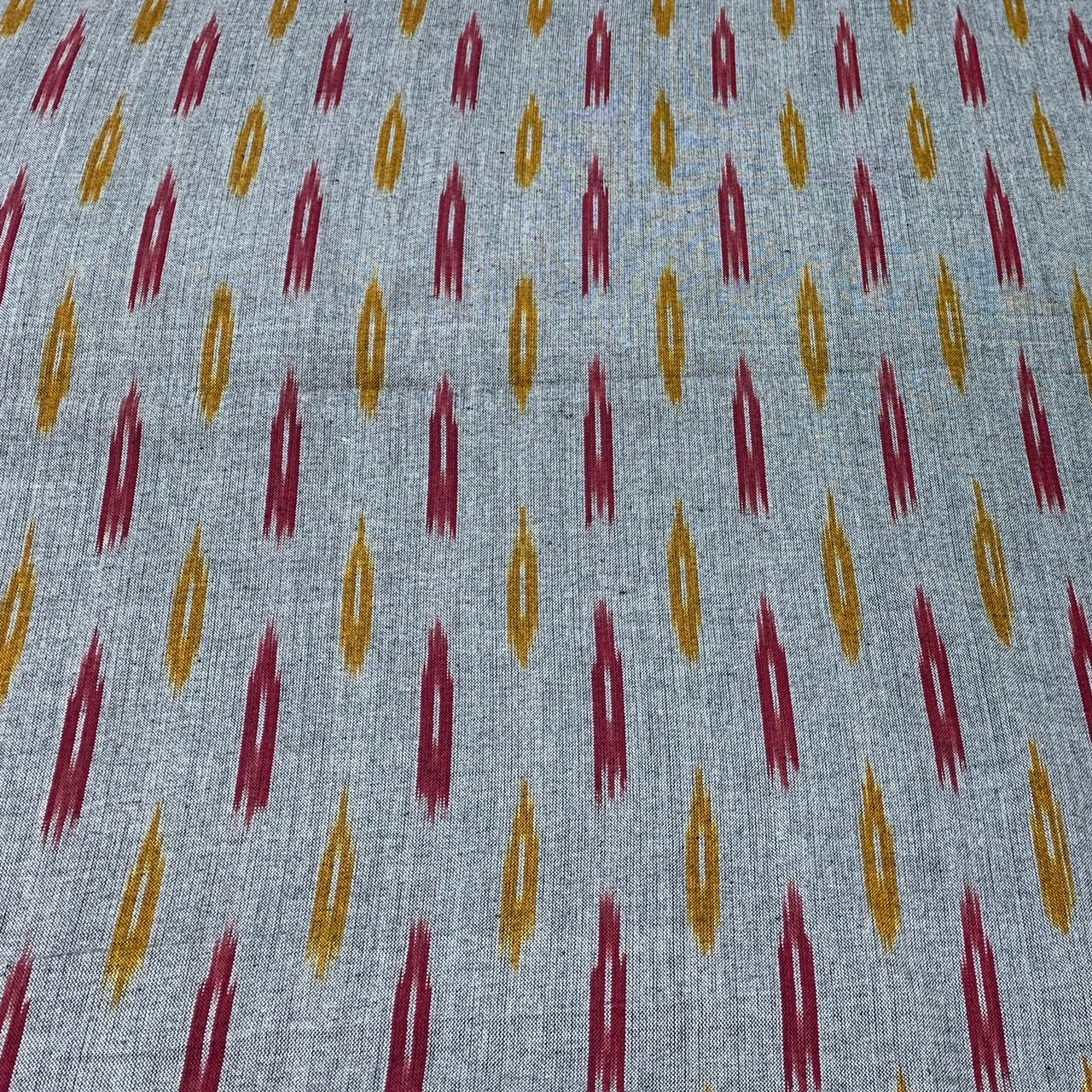 Grey Ikkat Design Cotton Printed Fabric