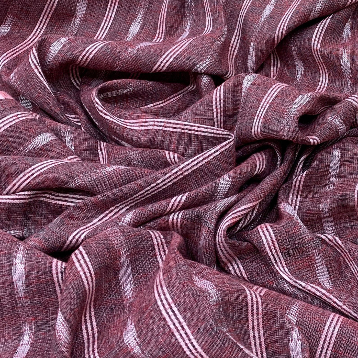 Purple Brown Ikkat Design Cotton Printed Fabric