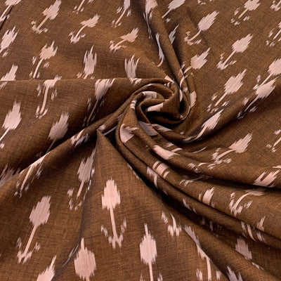 Brown Ikkat Butti Design Cotton Printed Fabric