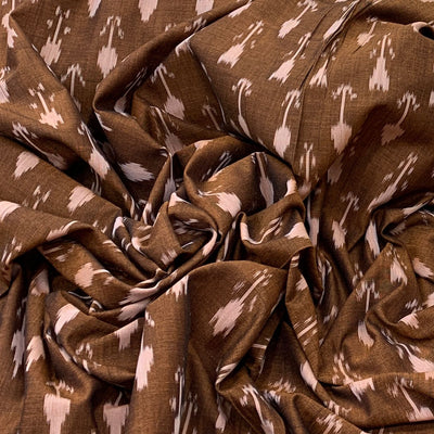 Brown Ikkat Butti Design Cotton Printed Fabric