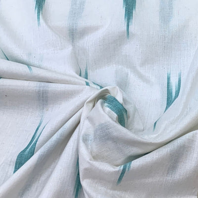 White Ikkat Design Cotton Printed Fabric