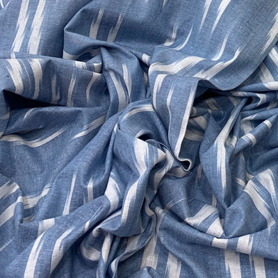 Blue Ikkat Design Cotton Printed Fabric