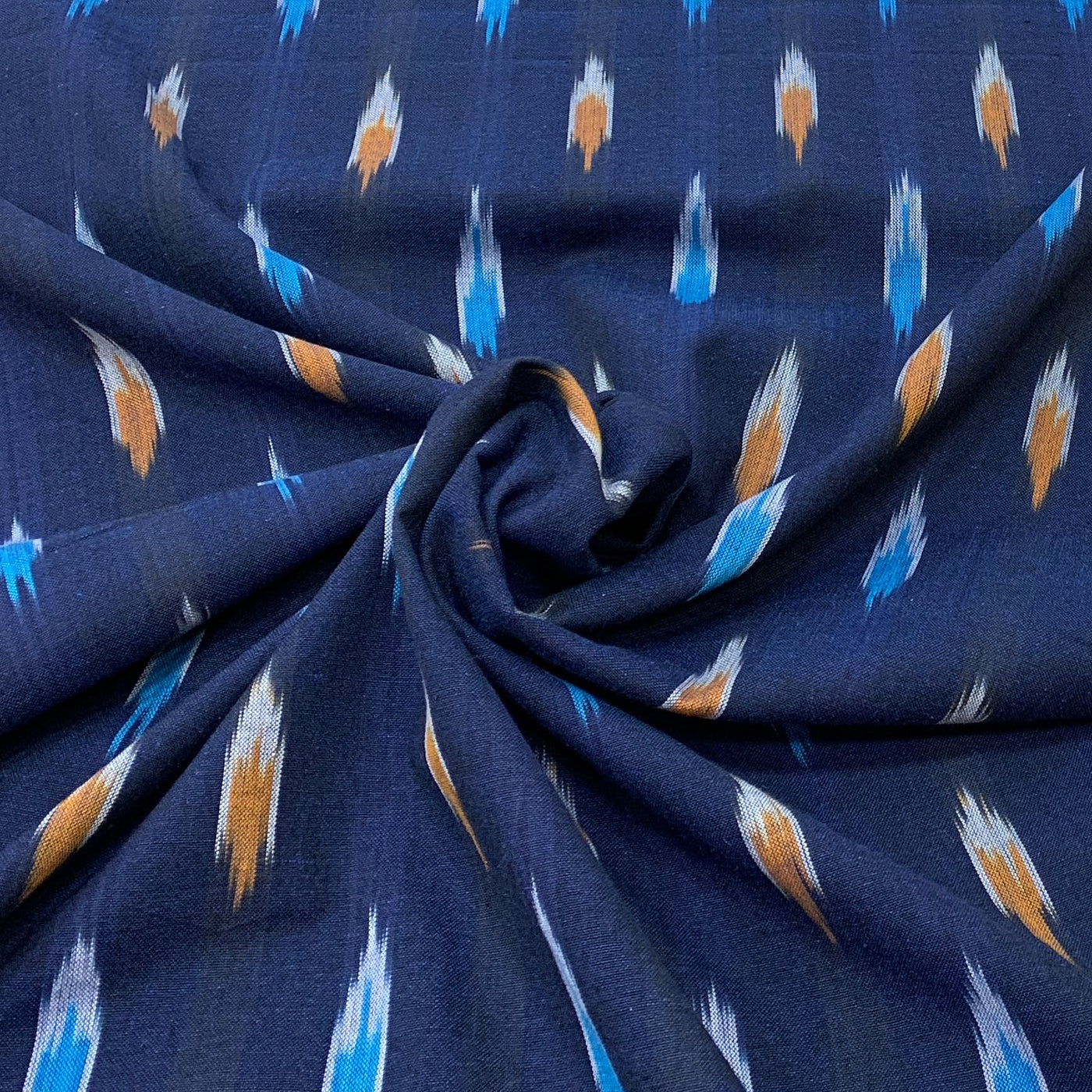 Blue Ikkat Design Cotton Printed Fabric