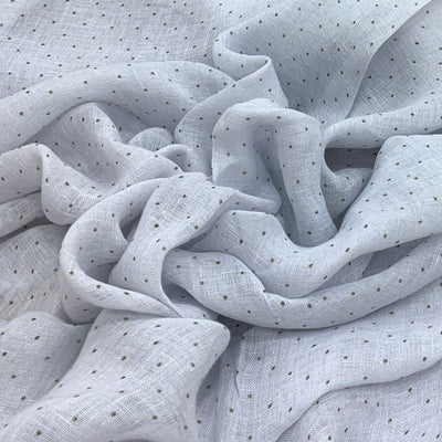 Powder Blue Dot Design Linen Printed Fabric