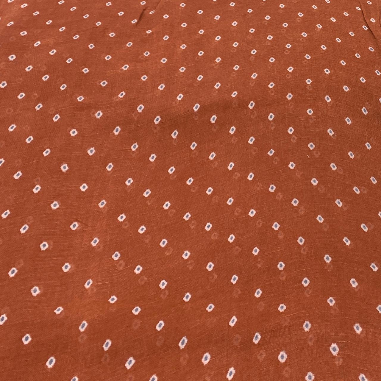 Rust Bandhani Design Linen Printed Fabric