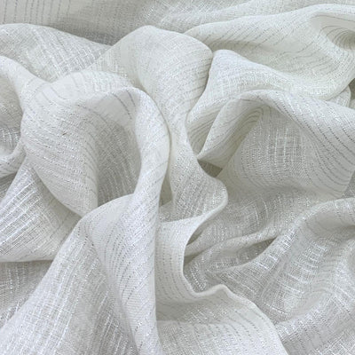 White Stripe Design Linen Printed Fabric