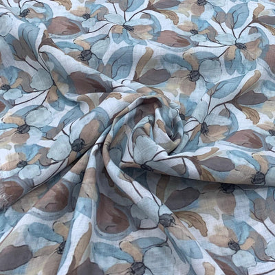 Flower Design Linen Printed Fabric