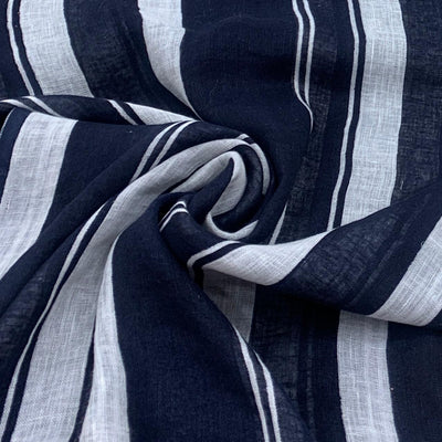 Blue Stripe Design Linen Printed Fabric