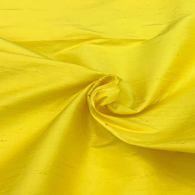 Bright Yellow Plain Raw Silk Fabric