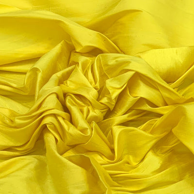 Bright Yellow Plain Raw Silk Fabric