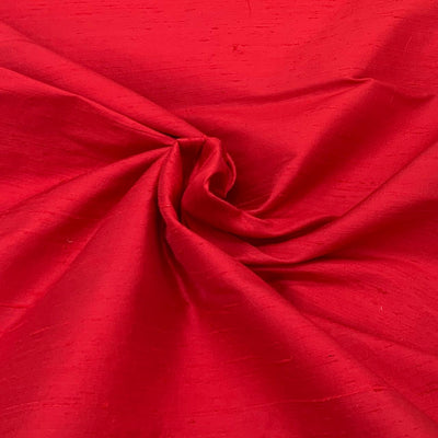 Bright Red Plain Raw Silk Fabric