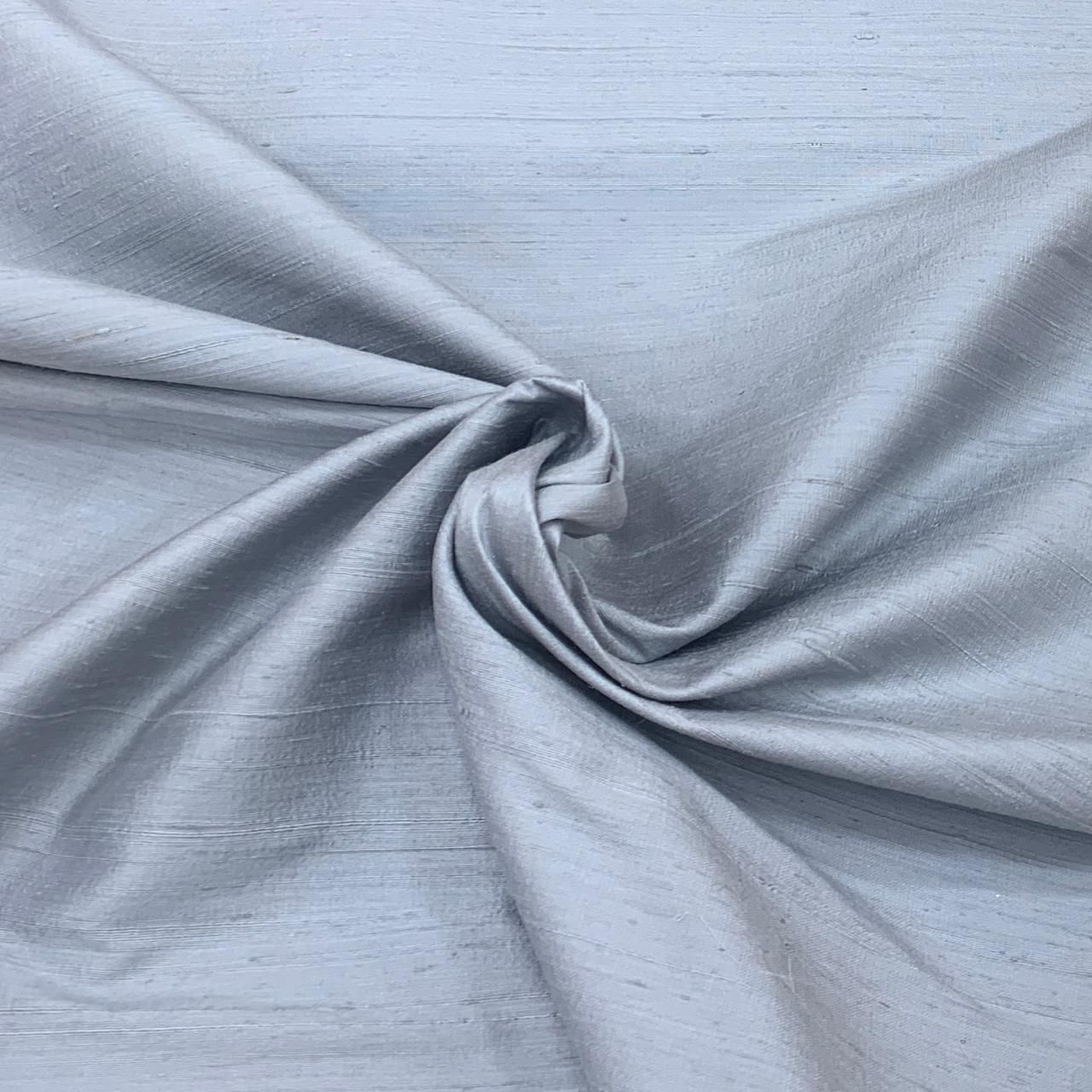Steal Grey Plain Raw Silk Fabric