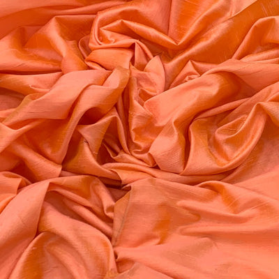 Light Orange Plain Raw Silk Fabric