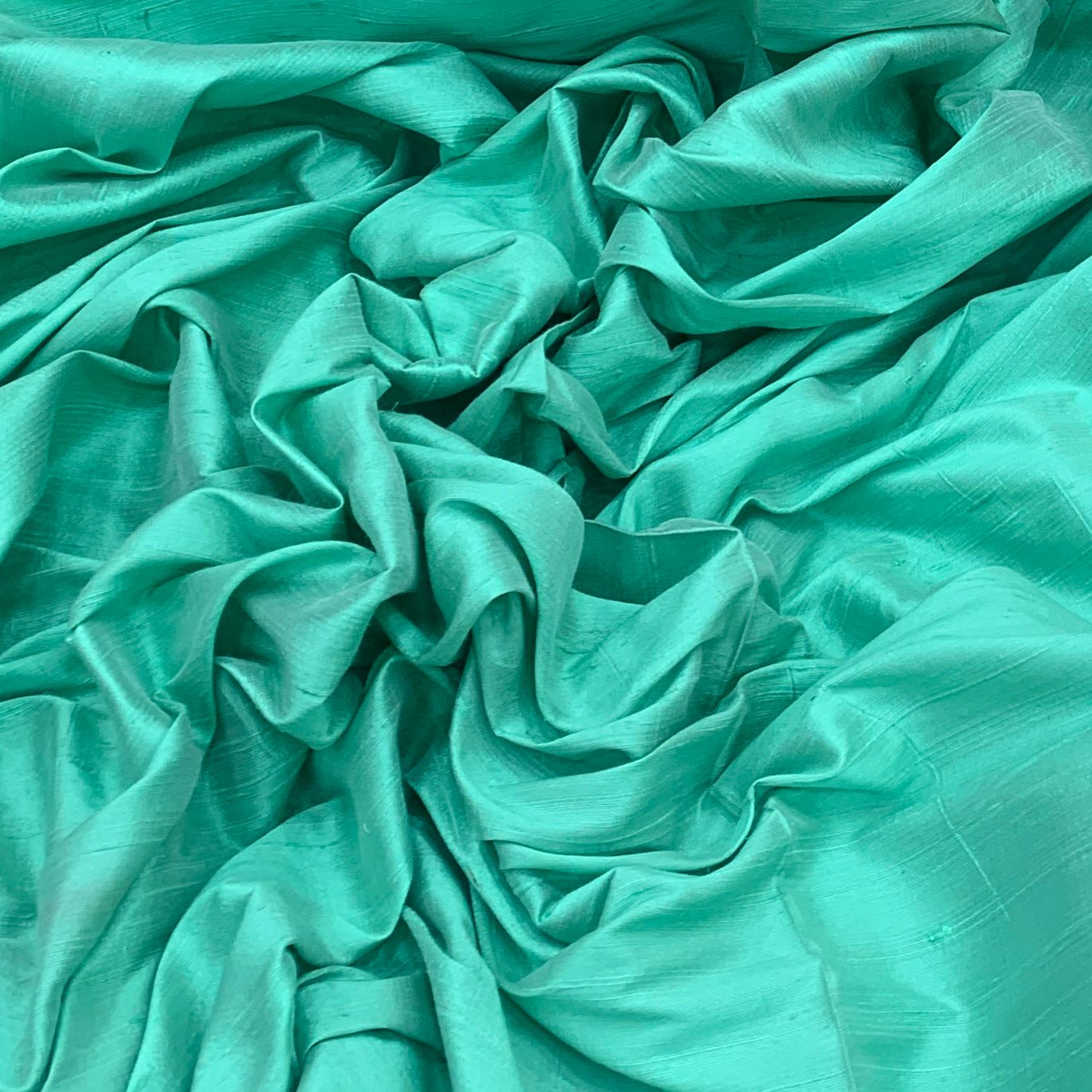 Aqua Green Plain Raw Silk Fabric