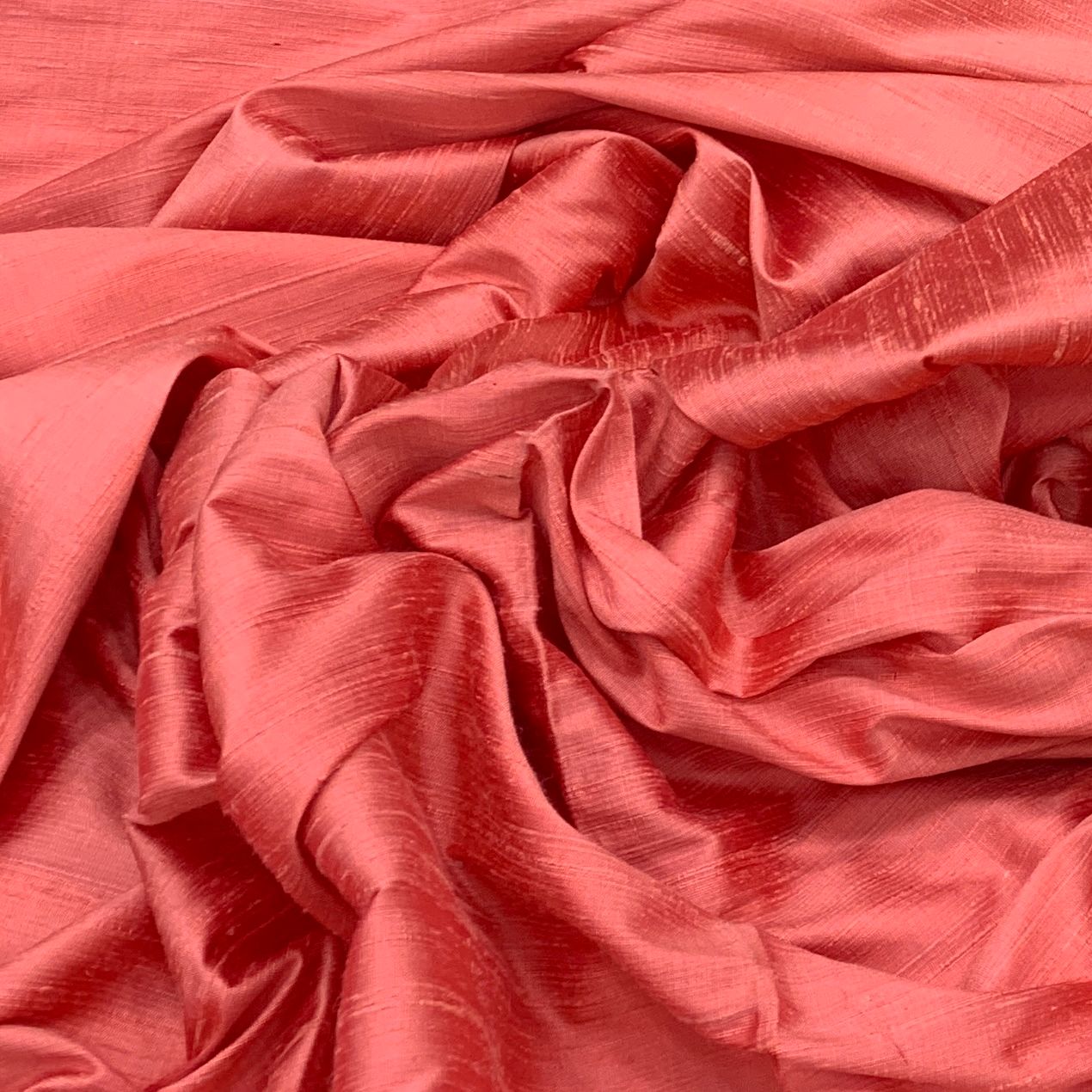 Peach Plain Raw Silk Fabric