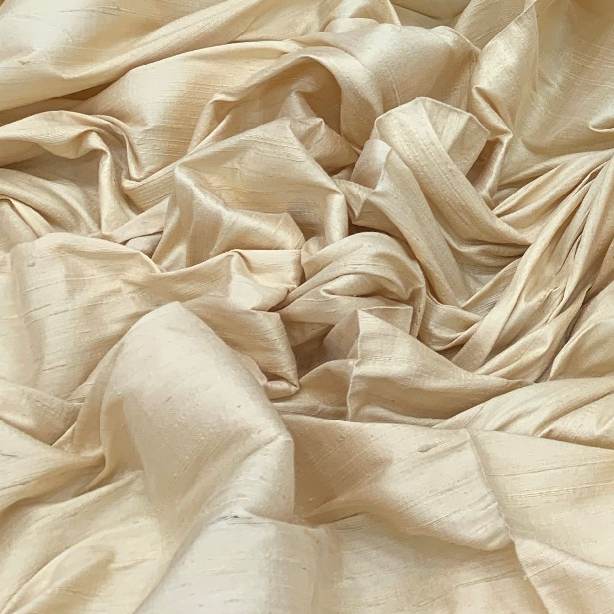 Beige Plain Raw Silk Fabric