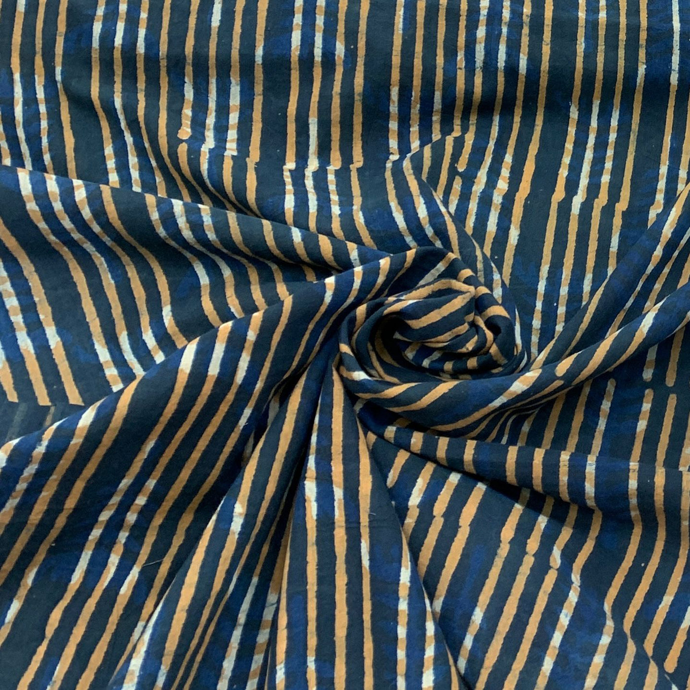 Blue Indigo Stripe Design Cotton Printed Fabric