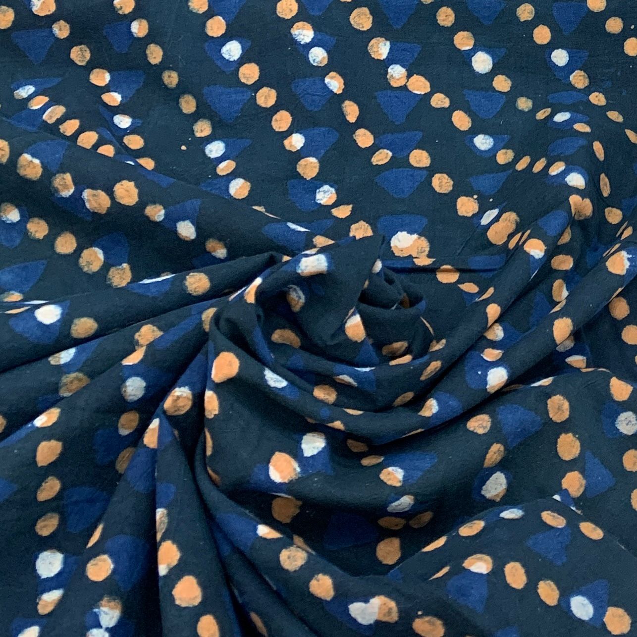 Blue Dot Indigo Design Cotton Printed Fabric