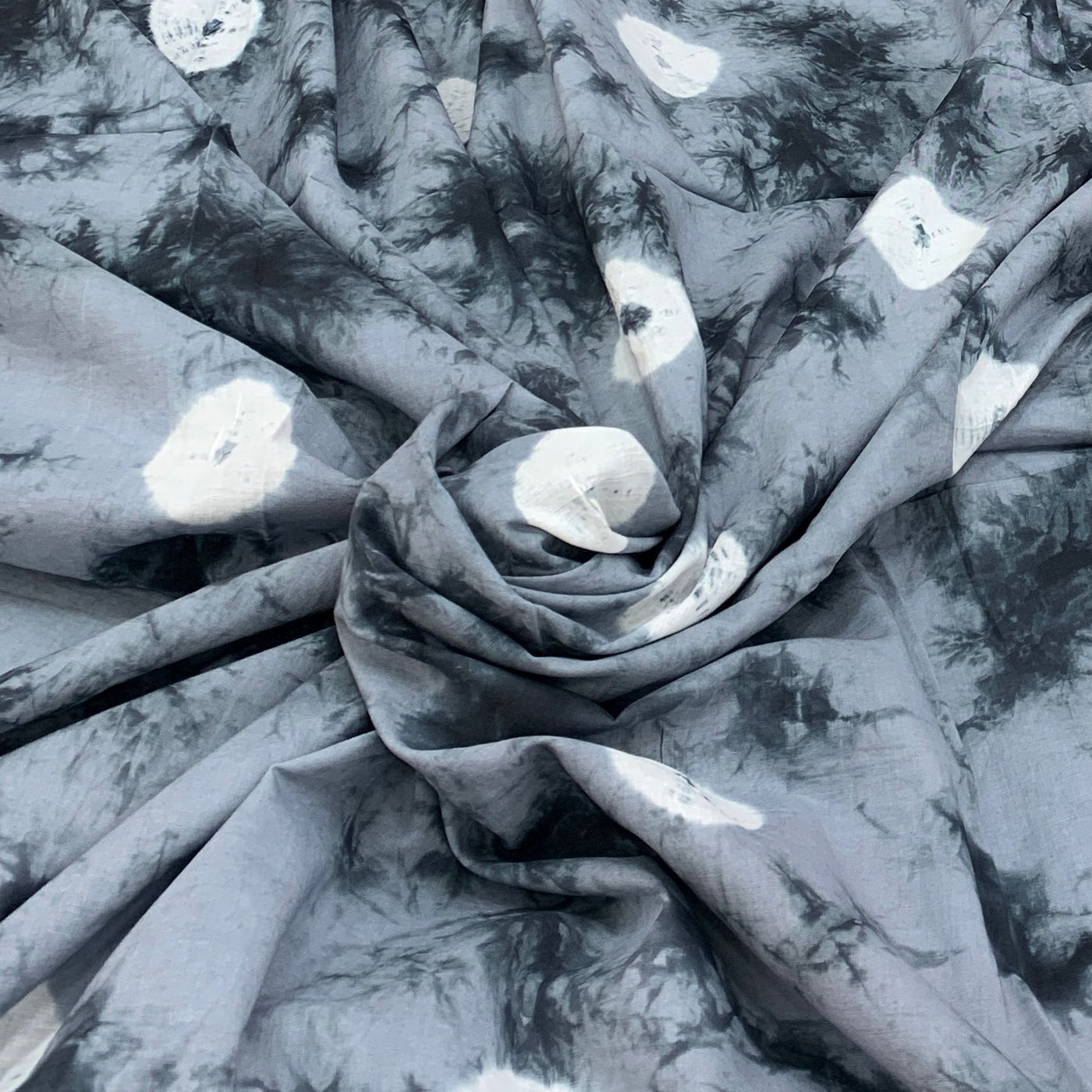 Grey Tie-dye Design Cotton Printed Fabric