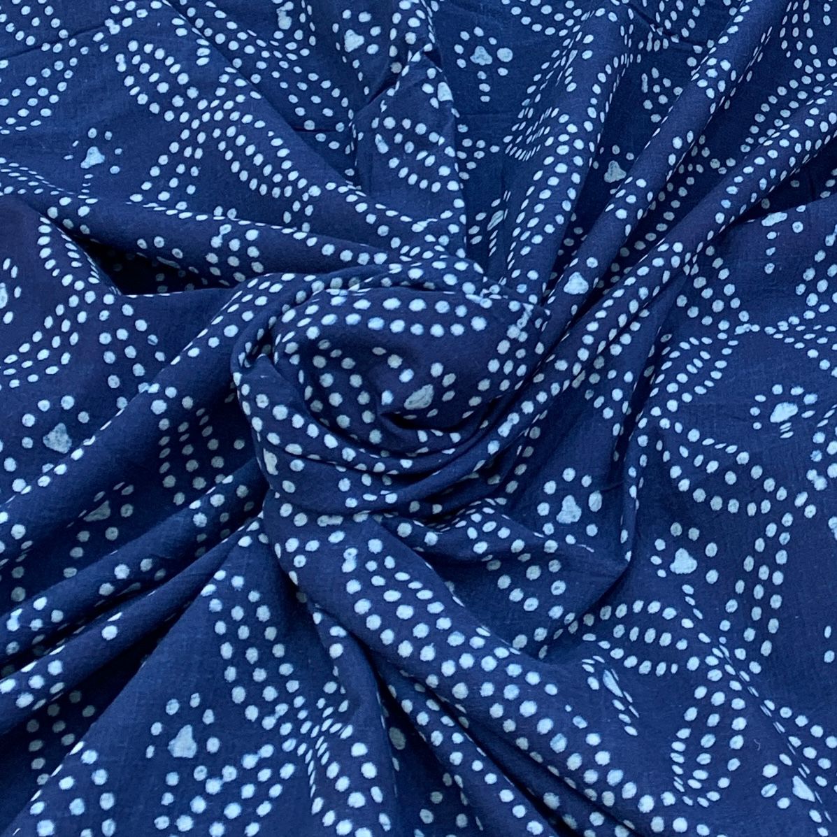Blue Indigo Flower Design Cotton Printed Fabric